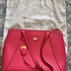 Michael Kors Pink Tote Bag with Gold Accents